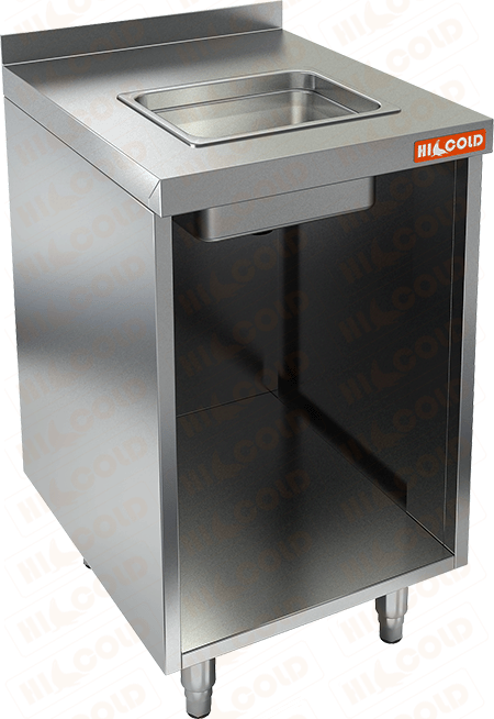 Стол закрытый с трех сторон с мойкой, с бортом  HICOLD  НБМСЗОМ-5/5Б