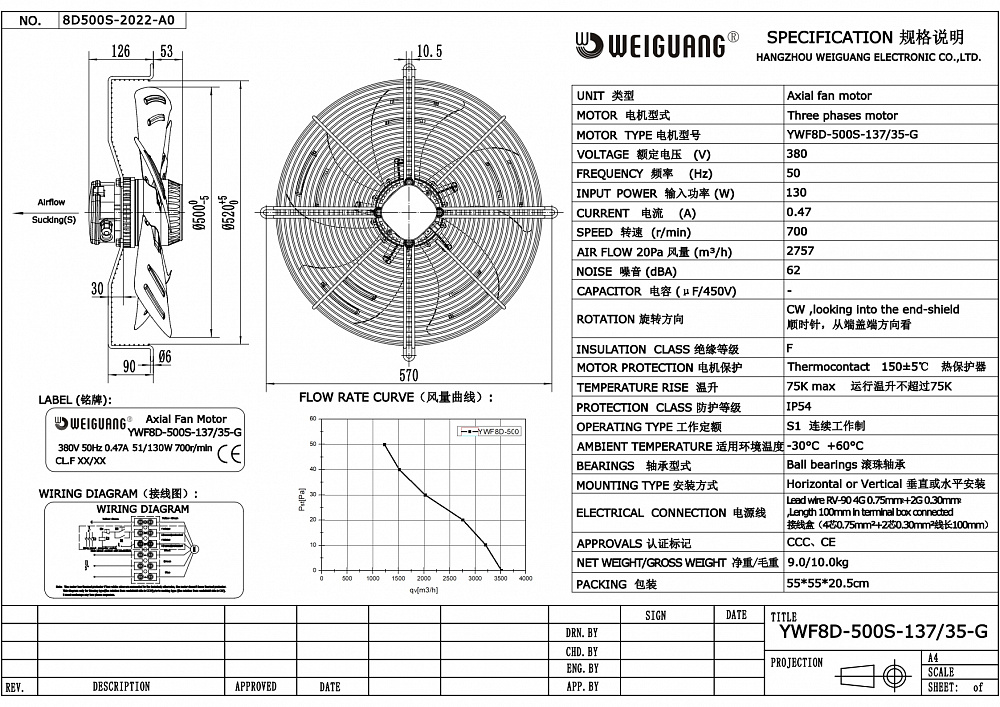 Вентилятор осевой YWF8D-500S-137/35-G