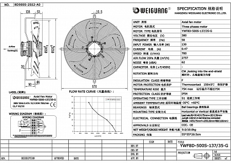 Вентилятор осевой YWF8D-500S-137/35-G