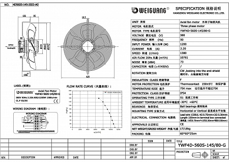 Вентилятор осевой YWF4D-560S-145/80-G