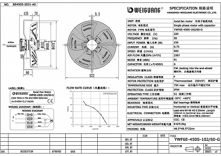 Вентилятор осевой YWF6E-450S-102/60-G